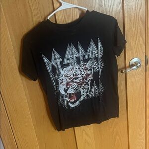 Kids Black Graphic Tee with Leopard Design